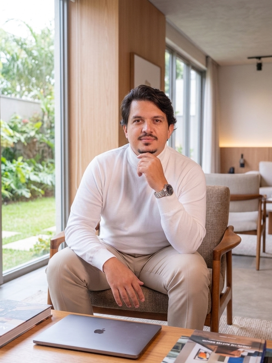 Igor Moraes, mentor da Divine, em seu escritório